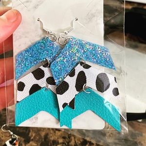 Hand crafted fuax lather earrings
